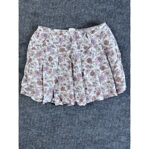 Abercrombie Kids Girls‎ Pleated Floral Skort White Pink Brown Cotton Size 11/12
